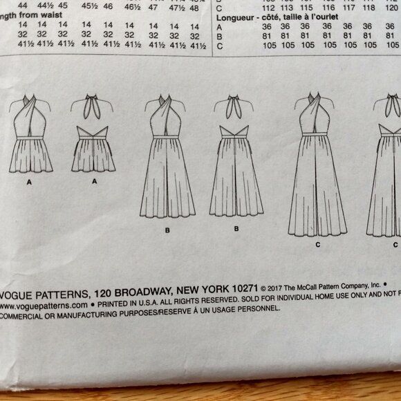 Vogue Romper Jumpsuit Sewing Pattern Plus Size 14-22 Halter Neckline 9259 - Picture 9 of 16